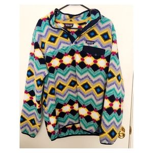 Patagonia Women's Synchilla Snap-T Fleece Pullover. Timber Twist/ Nazy Blue.